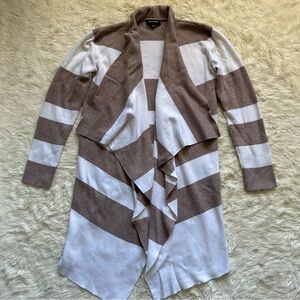 525 America Cardigan Sweater Waterfall Draped Open Front Long Sleeve Stripes S